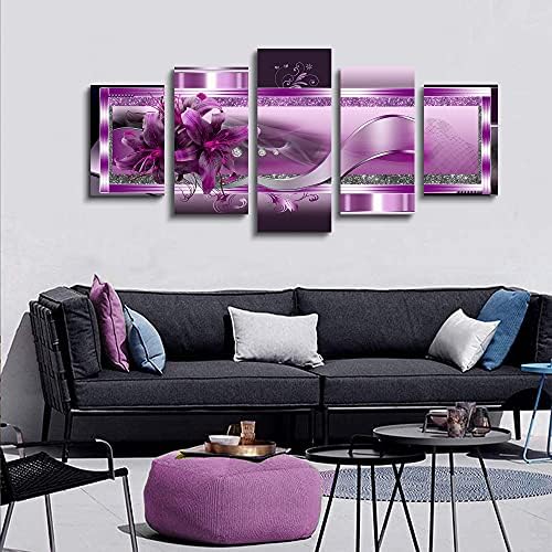 LUDUHU Purple Orchid Flowers Canvas Print - Image 4