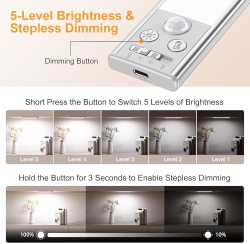 Gritin 10.2inch Under Cabinet Lighting Rechargeable 2 Pack - Image 5