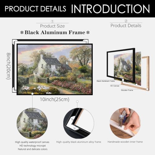French Country Oil Painting Wall Art Farmhouse Cottage Garden Posters 08x10 - Image 2