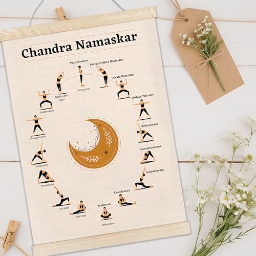Welshower Boho Chandra Namaskar Yoga Poster Hanger Frame, Moon Salutation Boho - Image 2