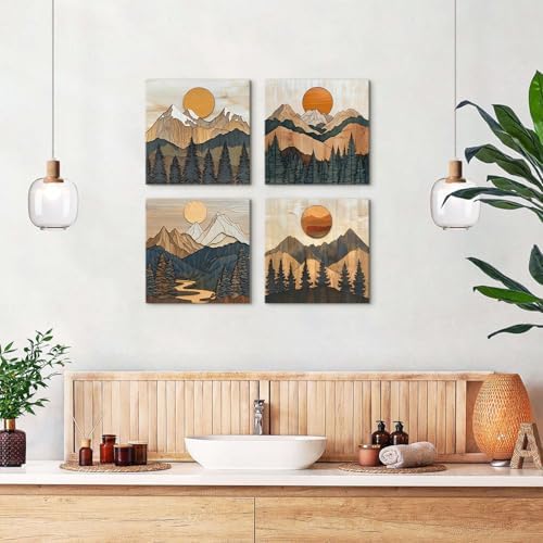 Boho Wall Art Mountain Pictures Wall Decor Farmhouse Pine Tree Canvas Prints - Image 5