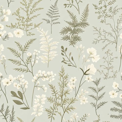 Green Botanical Floral Peel and Stick Wallpaper 17.7"x393.7" by Akodm