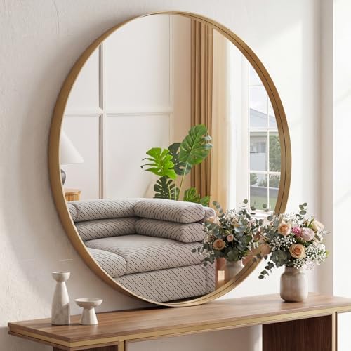 Sweetcrispy 30 Inch Round Bathroom Wall Mirror, Circle Vanity Mirror by Sweetcrispy