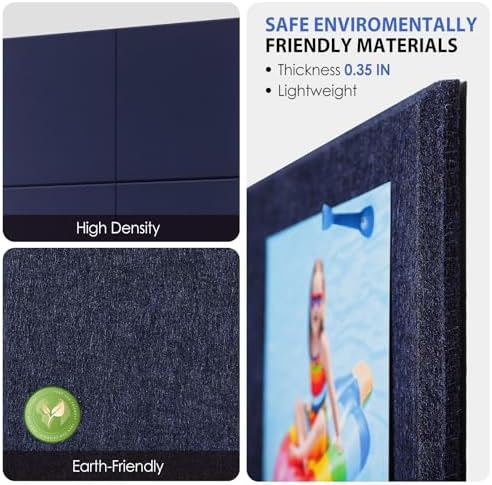 MaxGear Felt Bulletin Board 48" x 36", Dark Blue Felt Wall Tiles Wall Decor - Image 2