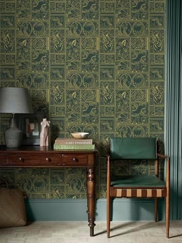Erfoni Green and Gold Wallpaper Vintage Self Adhesive Peel Stick Wallpaper - Image 4