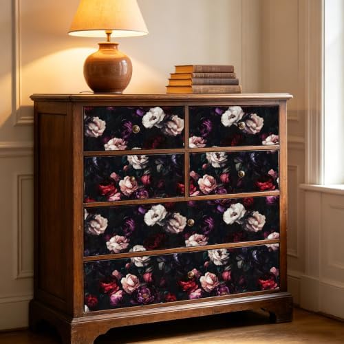 ILHIIOR Dark Floral Peel and Stick Wallpaper 17.5 x 118 Inches - Image 4