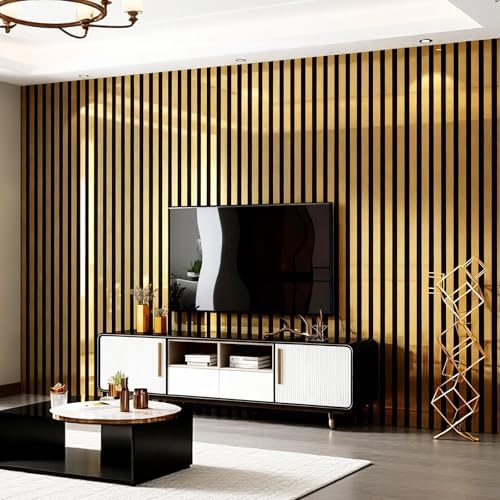 Mirror Striped Peel and Stick Wallpaper 6mm Thick 3D Gold Wall Decor Stripe - Image 5