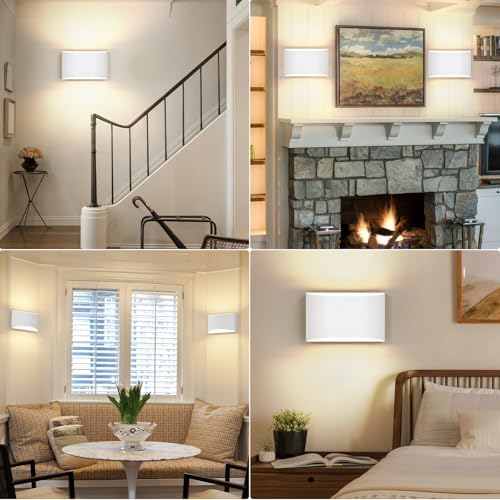 Modern LED Wall Sconces Set of 2, 3000K Large White Wall Light Fixture - Image 7