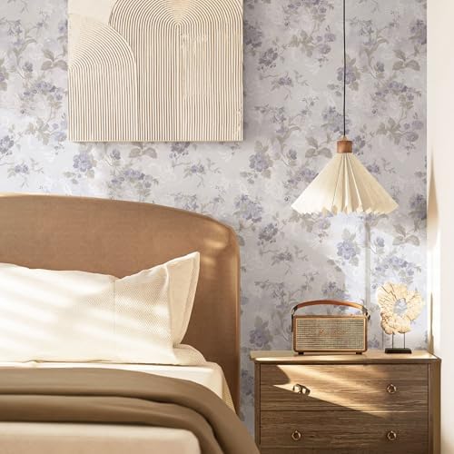 Ismoon Vintage Wallpaper Floral Peel and Stick Wallpaper 17.3in x6.56ft Gray - Image 2