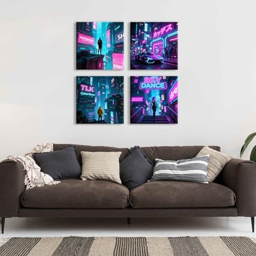 Gamer Canvas Wall Art Anime Pictures Wall Decor Futuristic Cyberpunk Room Decor - Image 2