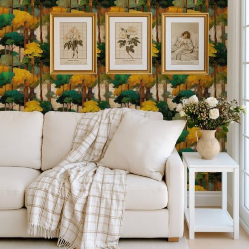 Modern Abstract Tree Peel and Stick Wallpaper, Oil Painting Forest Decor - Image 6