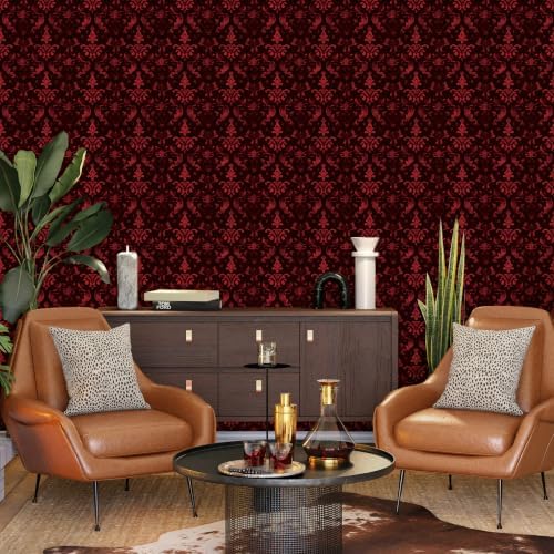 FLFK Gothic Wallpaper Peel and Stick Vintage Red Contact Paper 16" x 64" - Image 4
