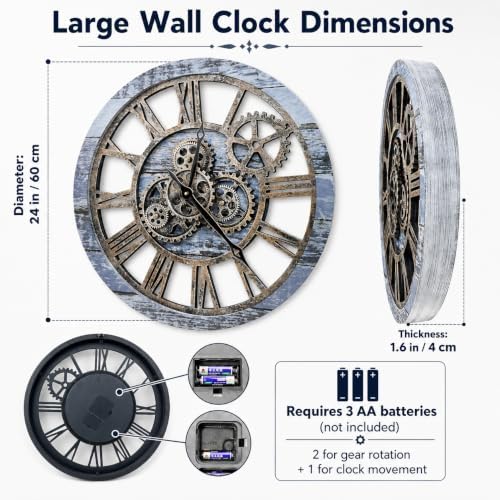 The B-Style Large Wall Clock 24 inch Aqua Green - Image 3