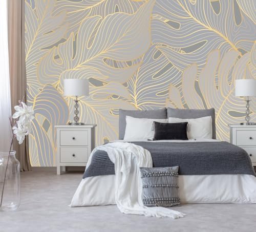 Tropical Palm Leaf Wallpape Mural Peel and Stick 137"x100" by TUNDJ