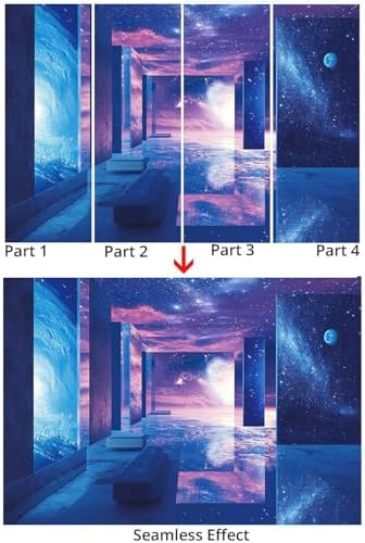 Blue Purple Wall Mural Wallpaper Space Geometric Structures Surreal Style - Image 5