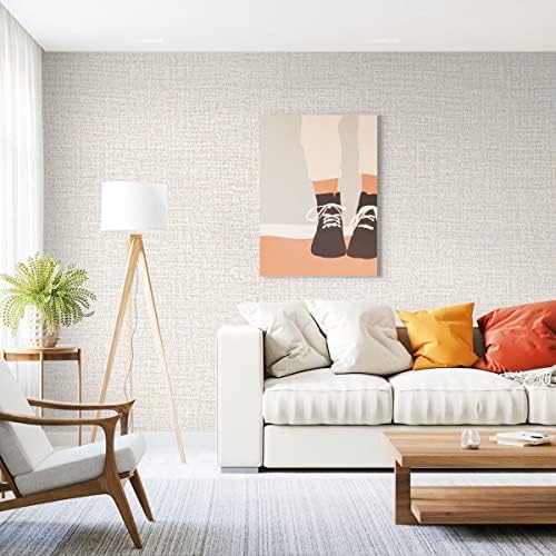 Beige Wallpaper Grasscloth Peel and Stick Wallpaper 17.7in x 118in - Image 4
