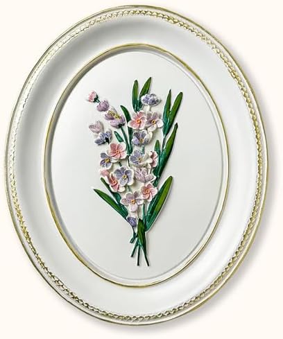 97 Decor White Floral Wall Sculpture, 3D Oval Wall Art, 9x8.5 Inch by 97Decor