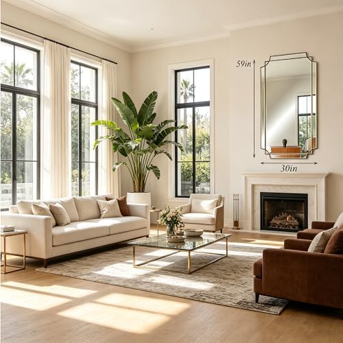 59"x30" Large Rectangle Beveled Mirror - Image 4