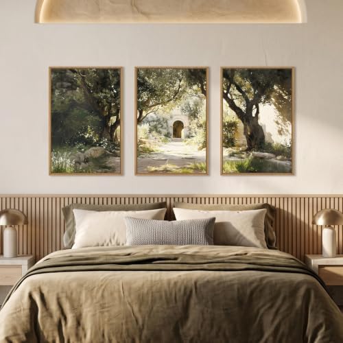 Garden of Gethsemane Landscape Framed Canvas Wall Art -24"x36"x3 - Image 4