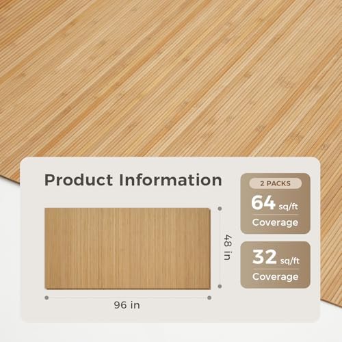 OUZUGIE 2 Pack 96x48 Inch Natural Bamboo Wall Panel - Image 2