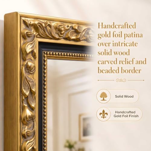 Vintage Gold Wall Mirror 52 x 28 Inch Antique Gold Baroque Mirror - Image 2