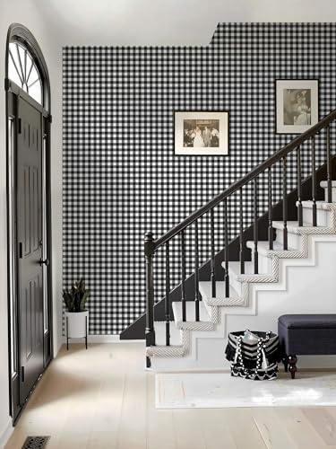 Checkered Wallpaper Black and White Wallpaper 17.3" × 196" Peel and Stick - Image 6