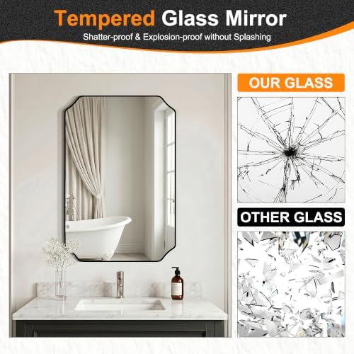 Delma Bathroom Vanity Mirror, Scalloped Round Corner Wall Mirror, - Image 4