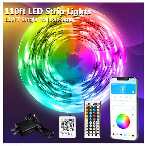 DAYBETTER LED Strip Lights 110ft, RGB Music Sync Smart App Control 1 Roll - Image 5