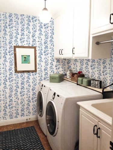 Ismoon Blue Wallpaper Peel and Stick Vintage Wallpaper 17.3in x 16.4ft Blue - Image 3