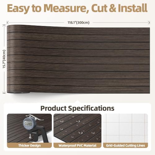 Peel and Stick Wood Slat Wall Panel 3D PVC Faux Smoked Wood Grain Wallpaper - Image 5