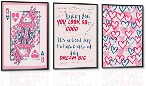 3Pcs Motivational Wall Art Inspirational Quotes Canvas Posters Pink Blue Color by Unknown
