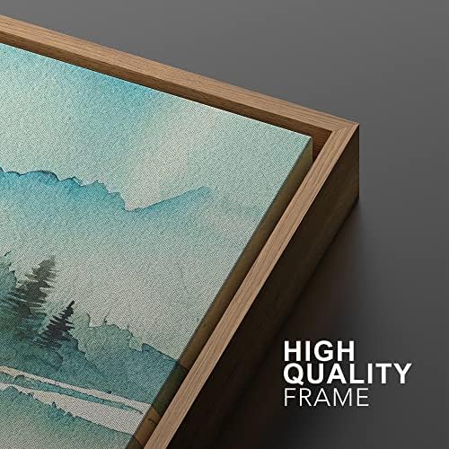 MUDECOR Framed Canvas Print Wall Art Set Watercolor Teal Emerald Green Mountain - Image 5