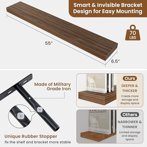 Floating Shelves for Wall, Wall Mounted Wood Shelves - Image 3