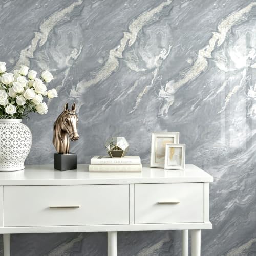 Livelynine 15.8x394 Blue Gold White Marble Peel and Stick Countertop Contact - Image 6