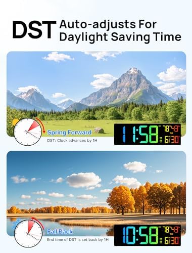 MASHI 15.7" Large Digital Wall Clock, 9 RGB Color Display - Image 5