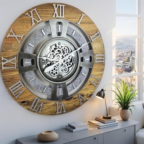 ImprovingLife The Gears Clock Real Moving Gear Wall Clock England Line) - Image 2