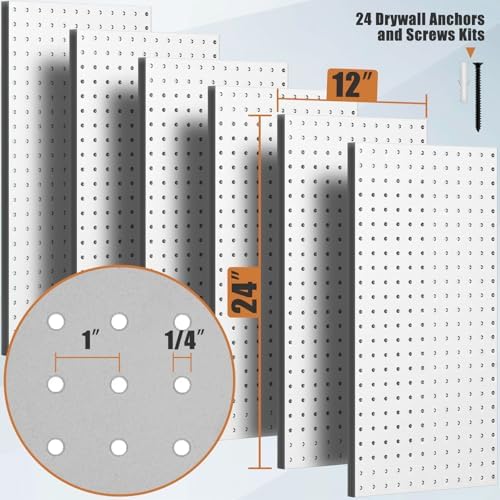 PBHEPJ 6 Pcs Metal Pegboard Panels, Includes Drywall Anchors and Screws Kits - Image 3