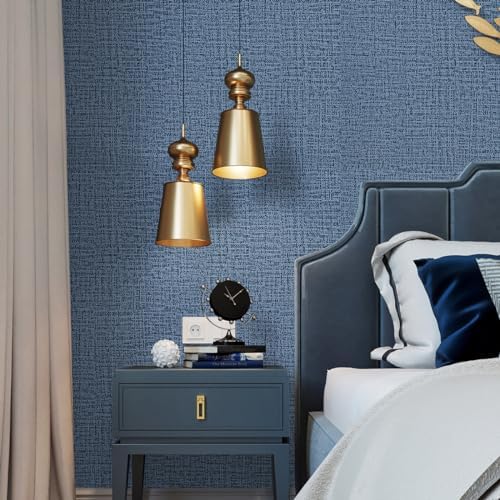Blue Peel and Stick Wallpaper Grasscloth Decor Paper 17.7in x 118in - Image 6