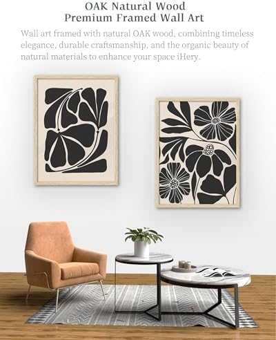iHery 16x20in Black Beige Botanical Framed Abstract Wall Art - Image 7