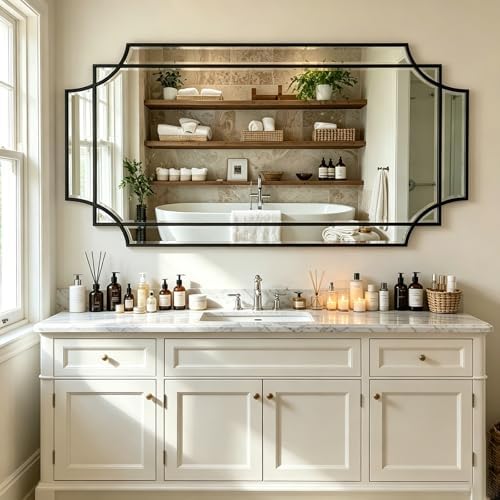 47"x24" Large Geometric Rectangle Beveled Mirror - Image 5