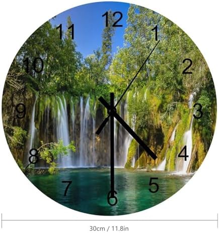 Scenic Nature Wall Clock Silent Non Ticking Battery Operated, Natural Falls - Image 2