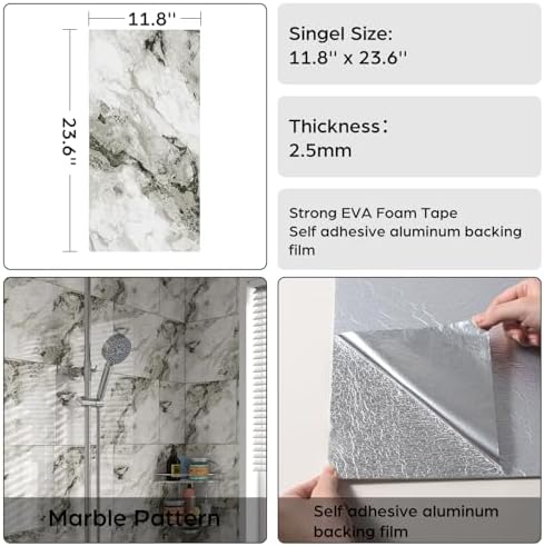 Marble Peel and Stick Backsplash 23.6 x11.8 in - Image 7