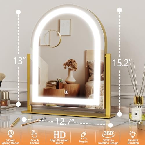 Gvnkvn Arched 15.2 in Lighted Makeup Mirror, 10X Magnifiers - Image 5