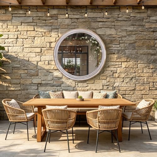 36 Inch Round Wood Mirror, Rustic Farmhouse Circle Mirrors - Image 6