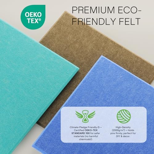 MaxGear Felt Bulletin Board 36" x 24", Aqua Blue Felt Wall Tiles Push Pins - Image 2
