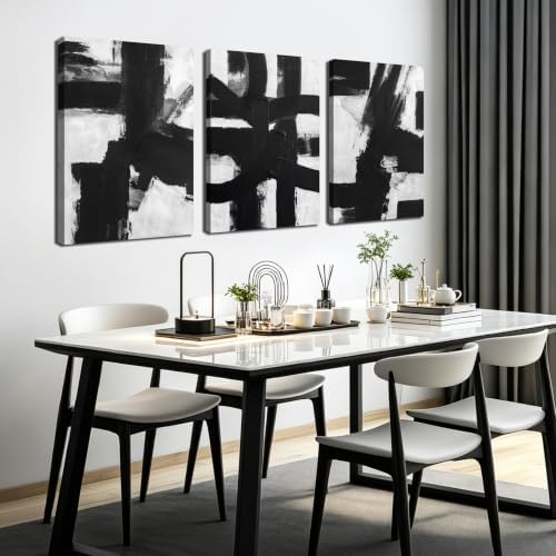 MXUNYZ Black and White Abstract Canvas Wall Art by MXUNYZCanvasWallArt