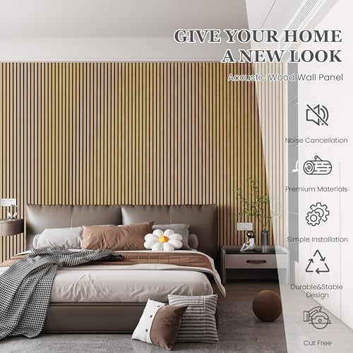 2 Pack 105.9" x 12.6" x 0.8" Acoustic Wall Panels Sound Absorbing, Wood Slat - Image 2