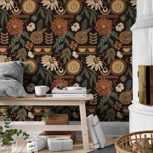 Simon&Siff Boho Floral Peel and Stick Wallpaper 17.3" x 800" - Image 4