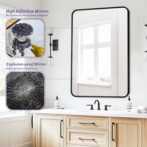 Antok 22x30 Black Metal Framed Bathroom Mirror, Wall Mirror - Image 5