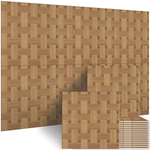 BUBOS 6 Pack Wood Wall Panel, 23.6"x23.6" Peel and Stick Faux Acousitc Panel by BUBOS